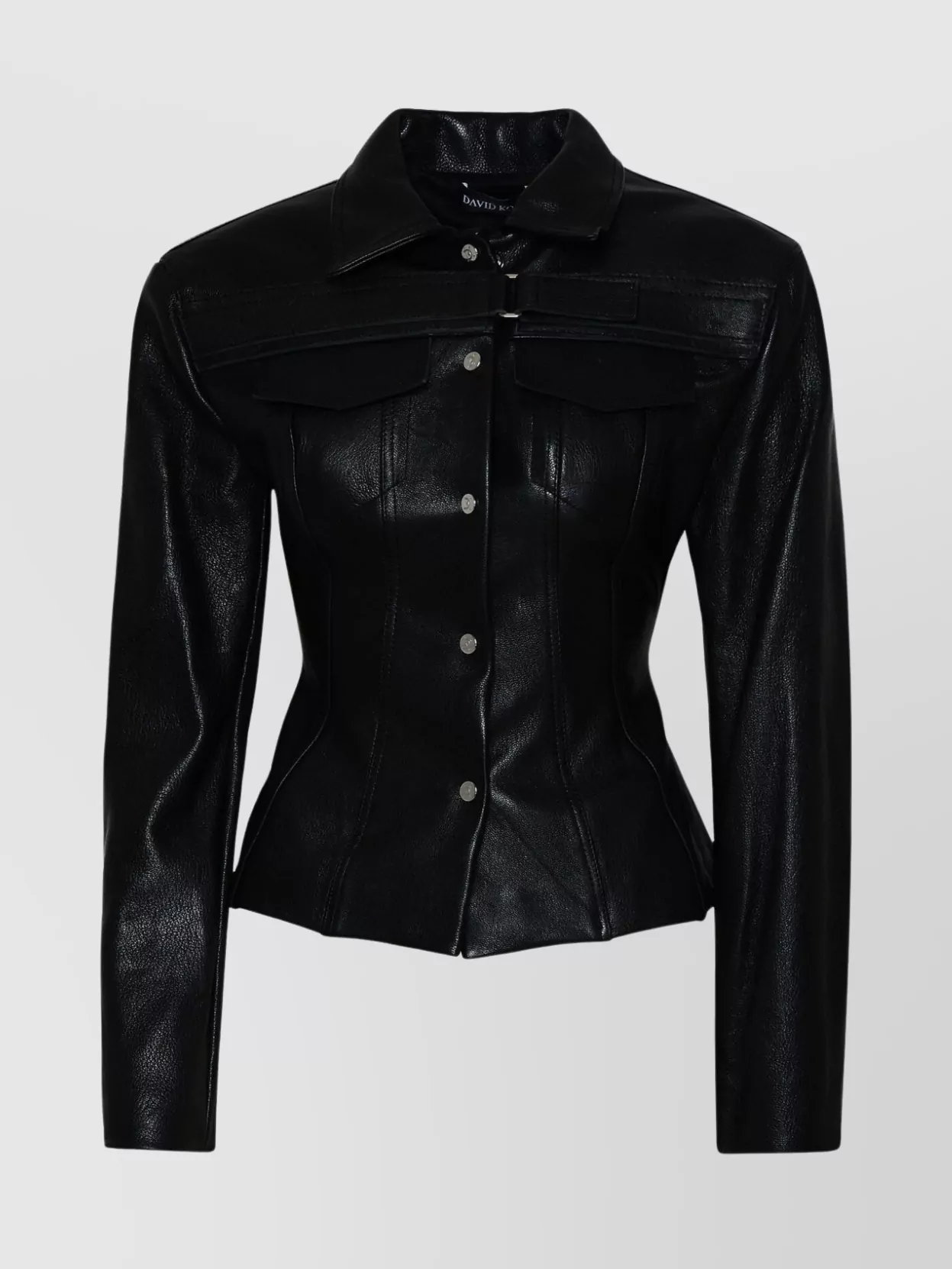Shop David Koma Cropped Leather Jacket Panelled Design