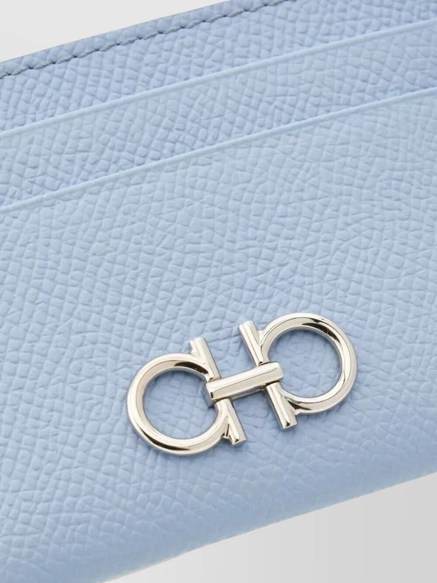 Ferragamo Textured Leather Card Holder Gancini Design