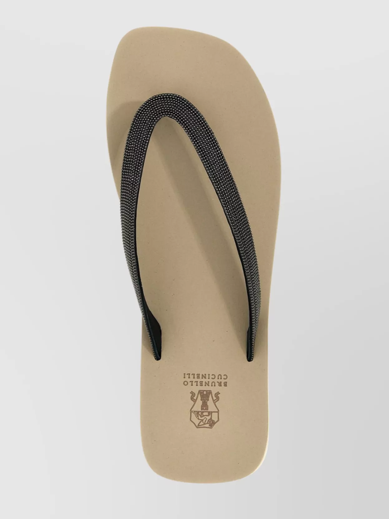 BRUNELLO CUCINELLI FLAT OPEN TOE RUBBER SANDALS WITH TEXTURED STRAP