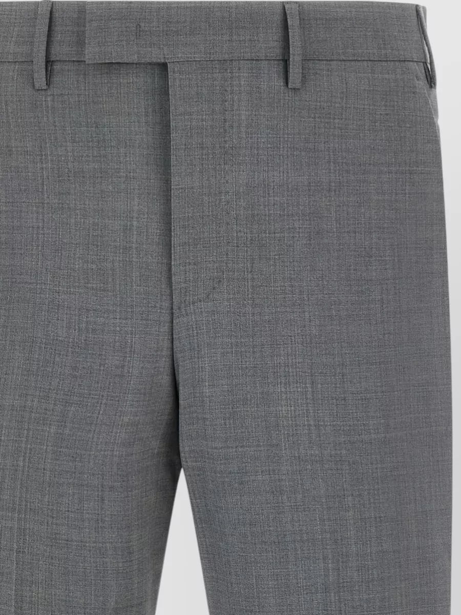 Pt Torino Virgin Wool Melange Mid-Rise Tailored Trousers