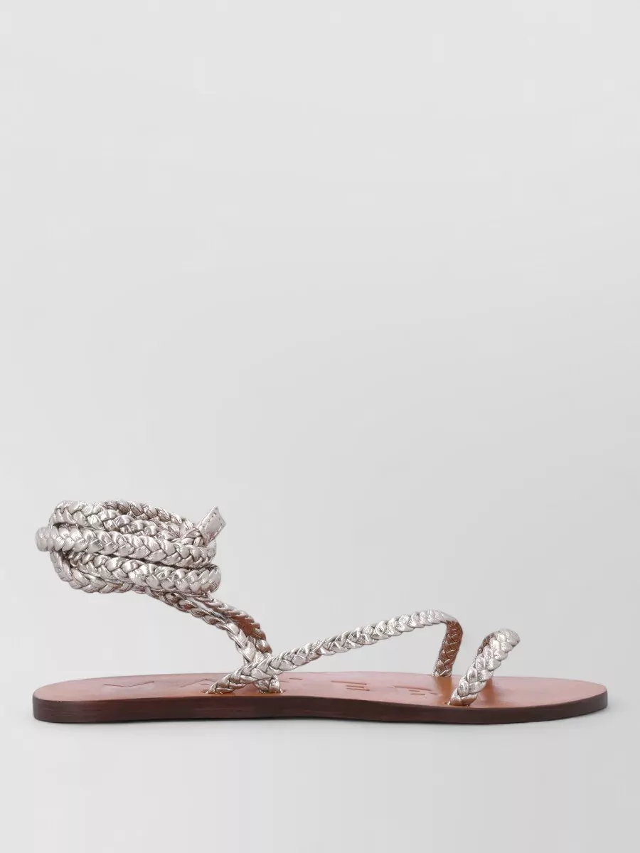 Manebi Braided Lace-Up Leather Sandals