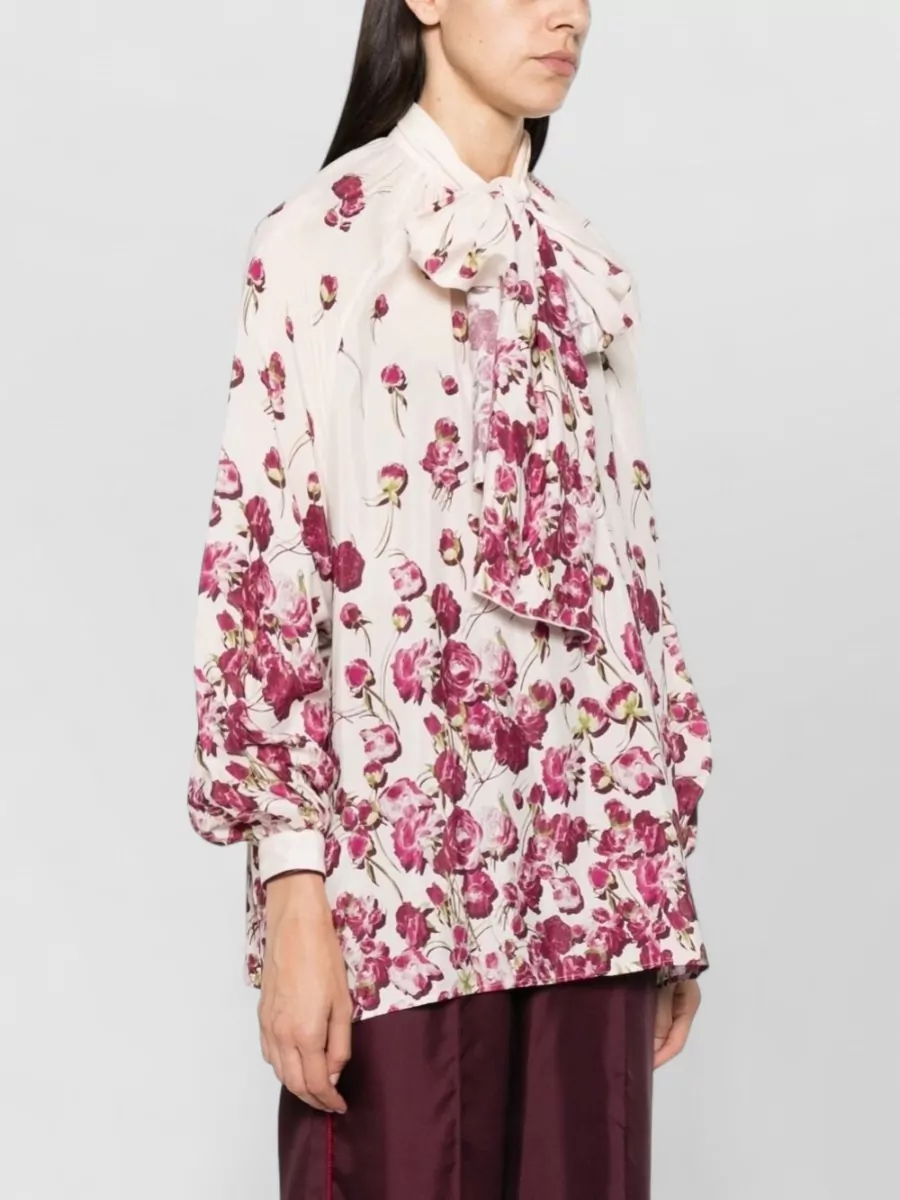 F.r.s For Restless Sleepers Silk Blend Floral Print Lavallière Blouse