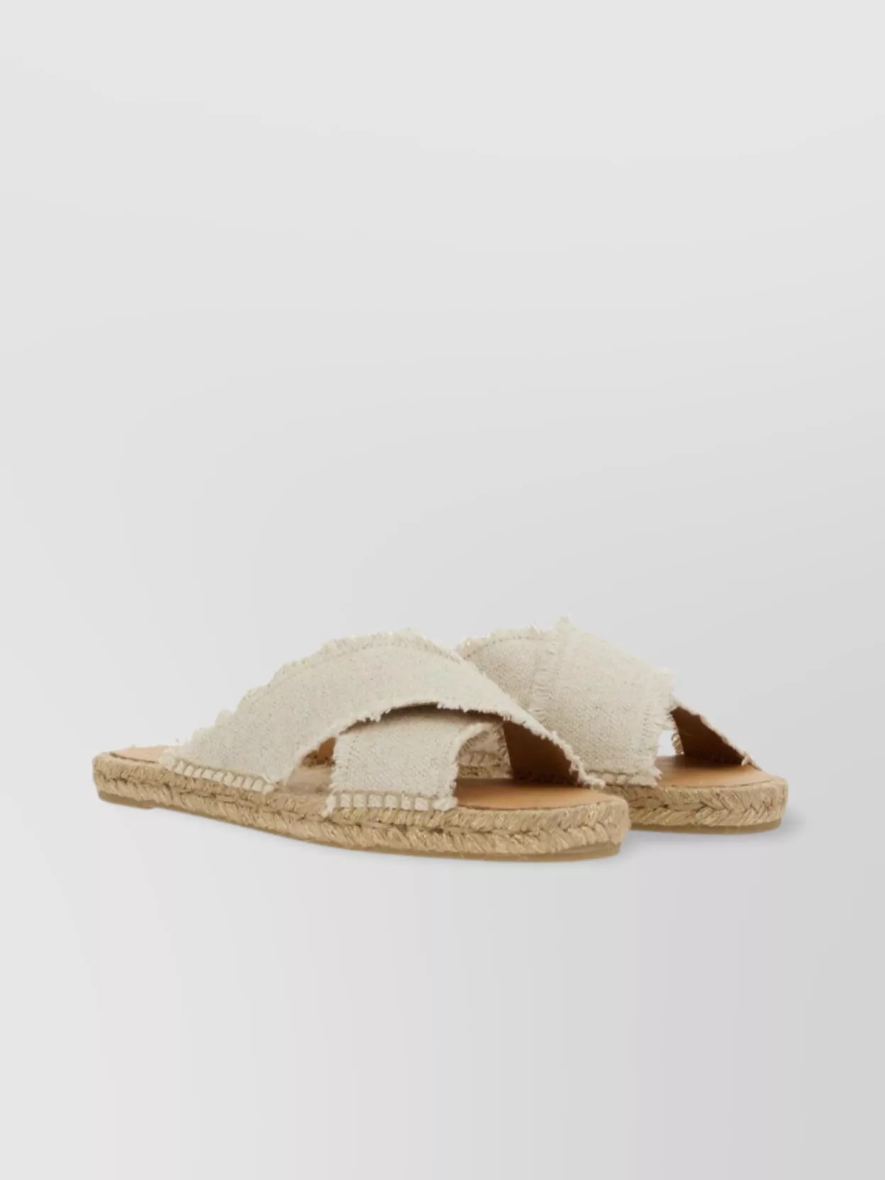 Castaner Crossed Straps Espadrille Sole Frayed Edges Sandals