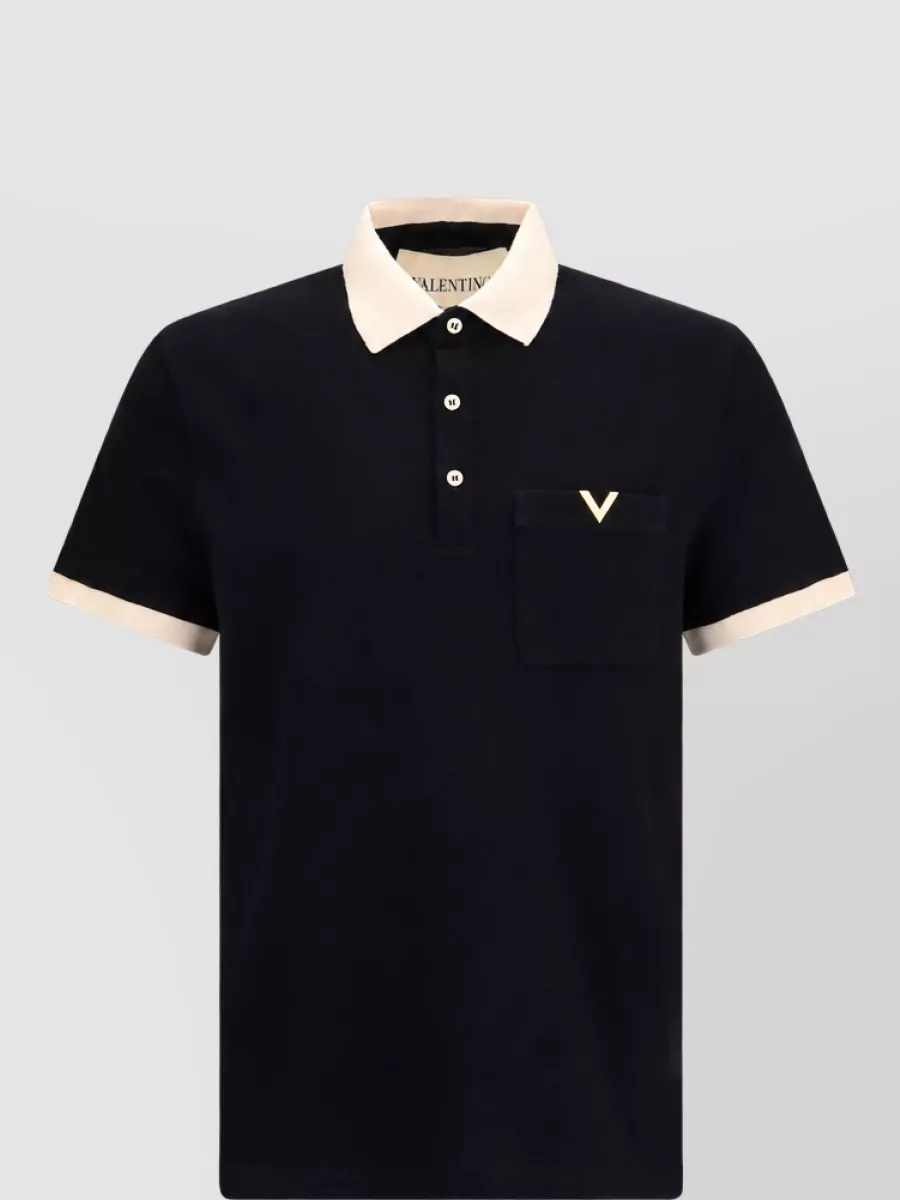 Valentino Cotton Contrast Trim Polo Shirt