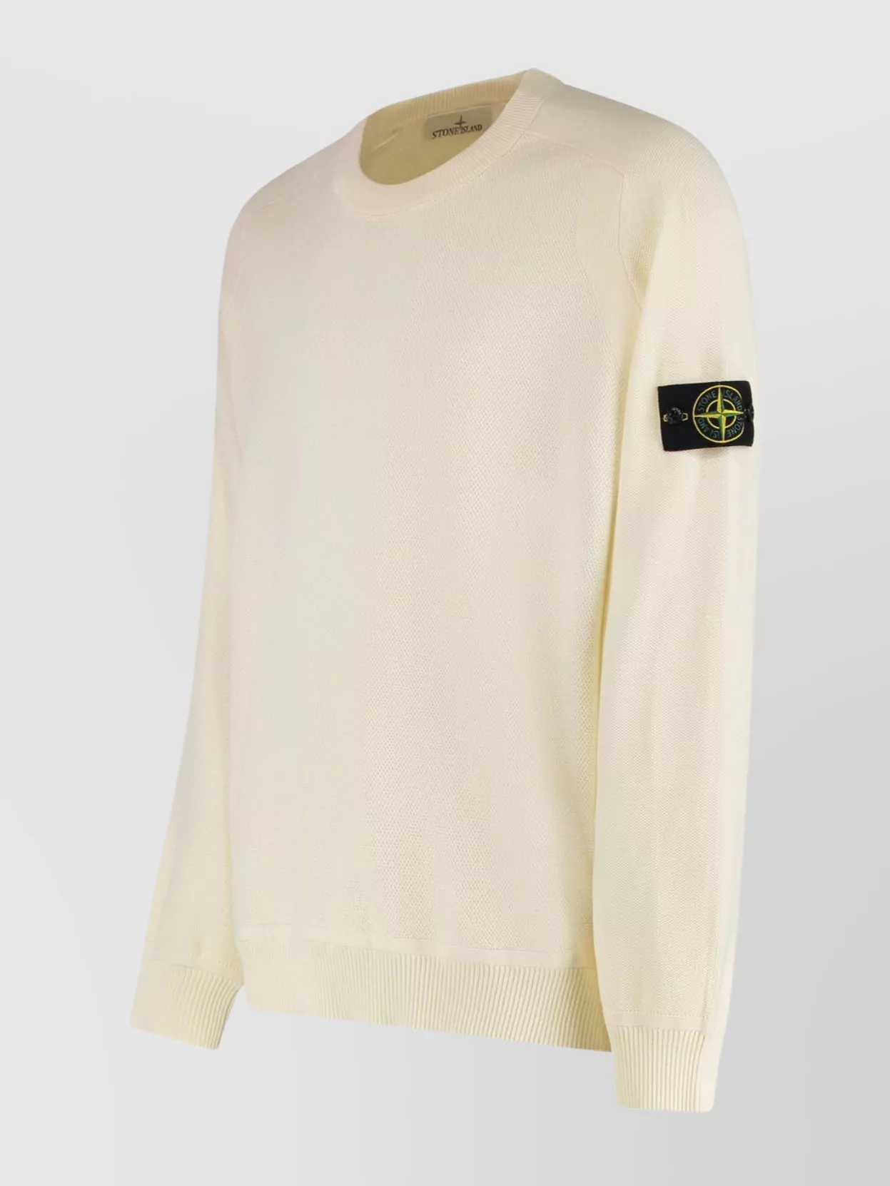 Stone Island Crew Neck Cotton Sweater With Removable Logo Patch