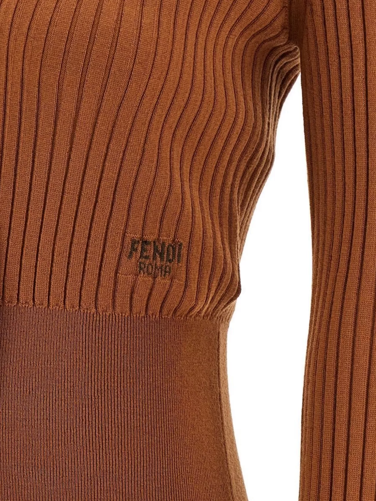 Fendi Textured Long Sleeve Collared Knit Top