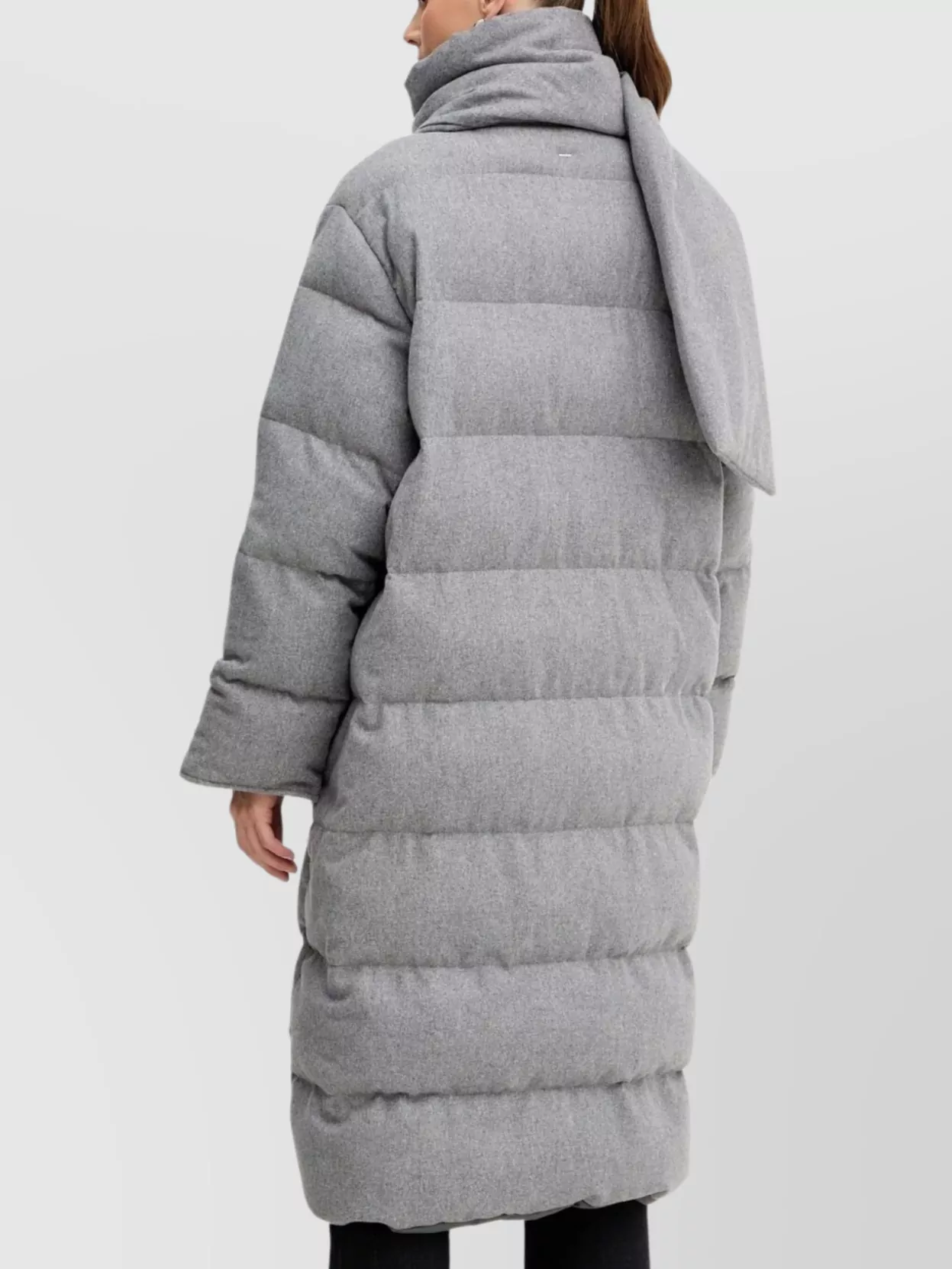 Hugo Boss Long Padded Quilted Coat With High Neck In Gray