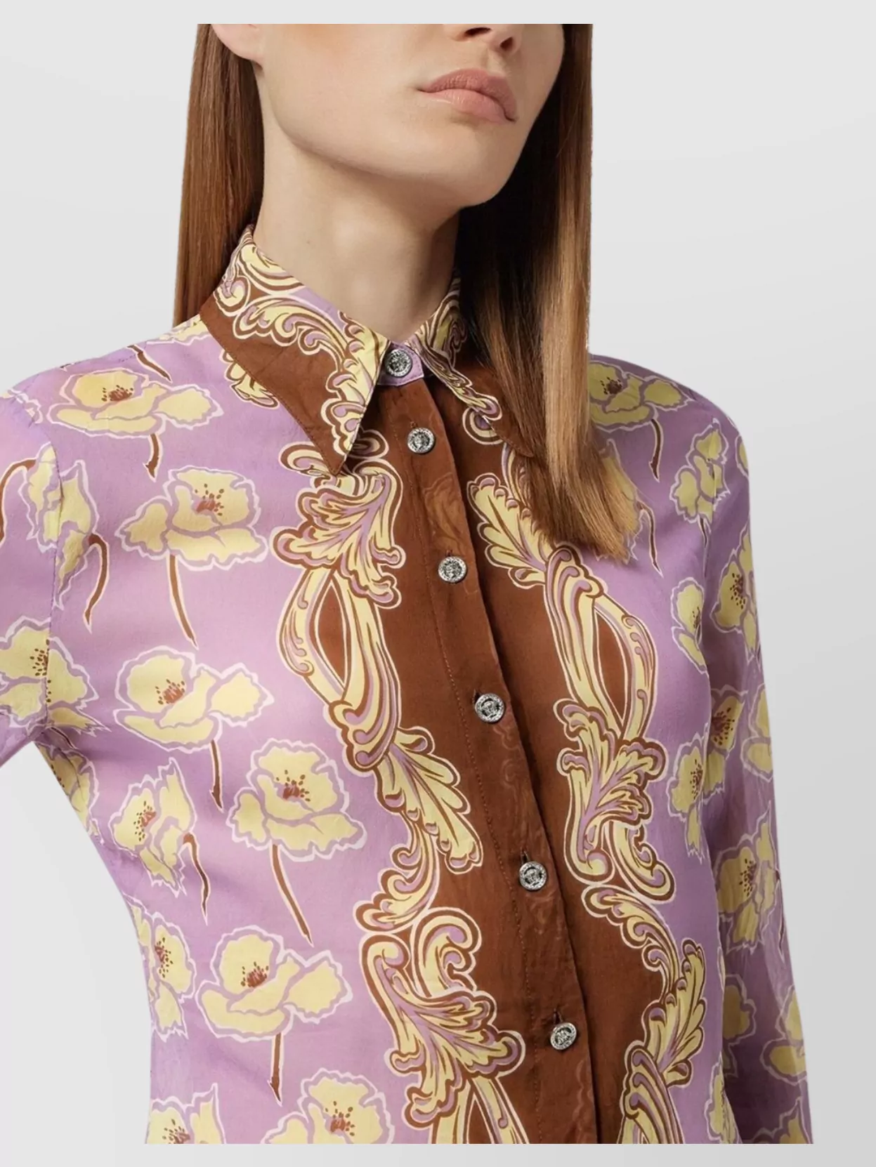 Versace Poppies Print Crinkled Crepe Button-up Shirt