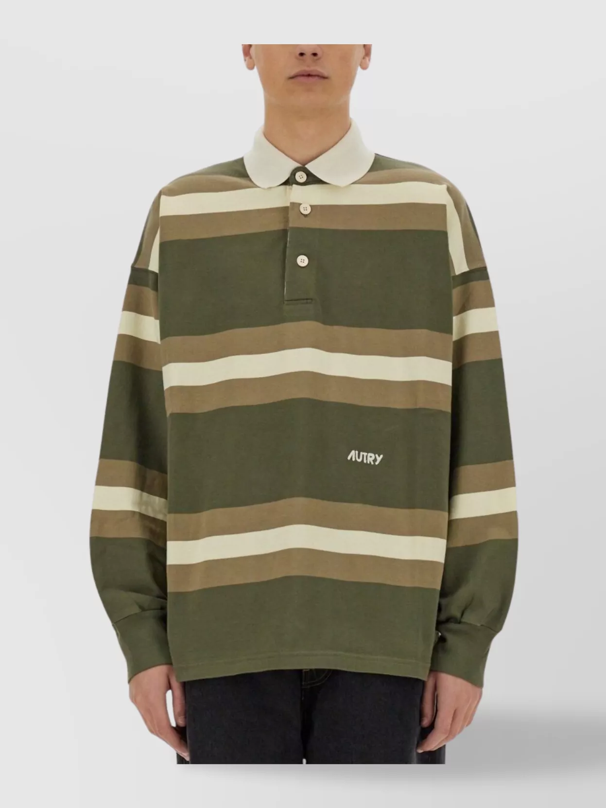 Autry Oversized Striped Polo Long Sleeves In Multi