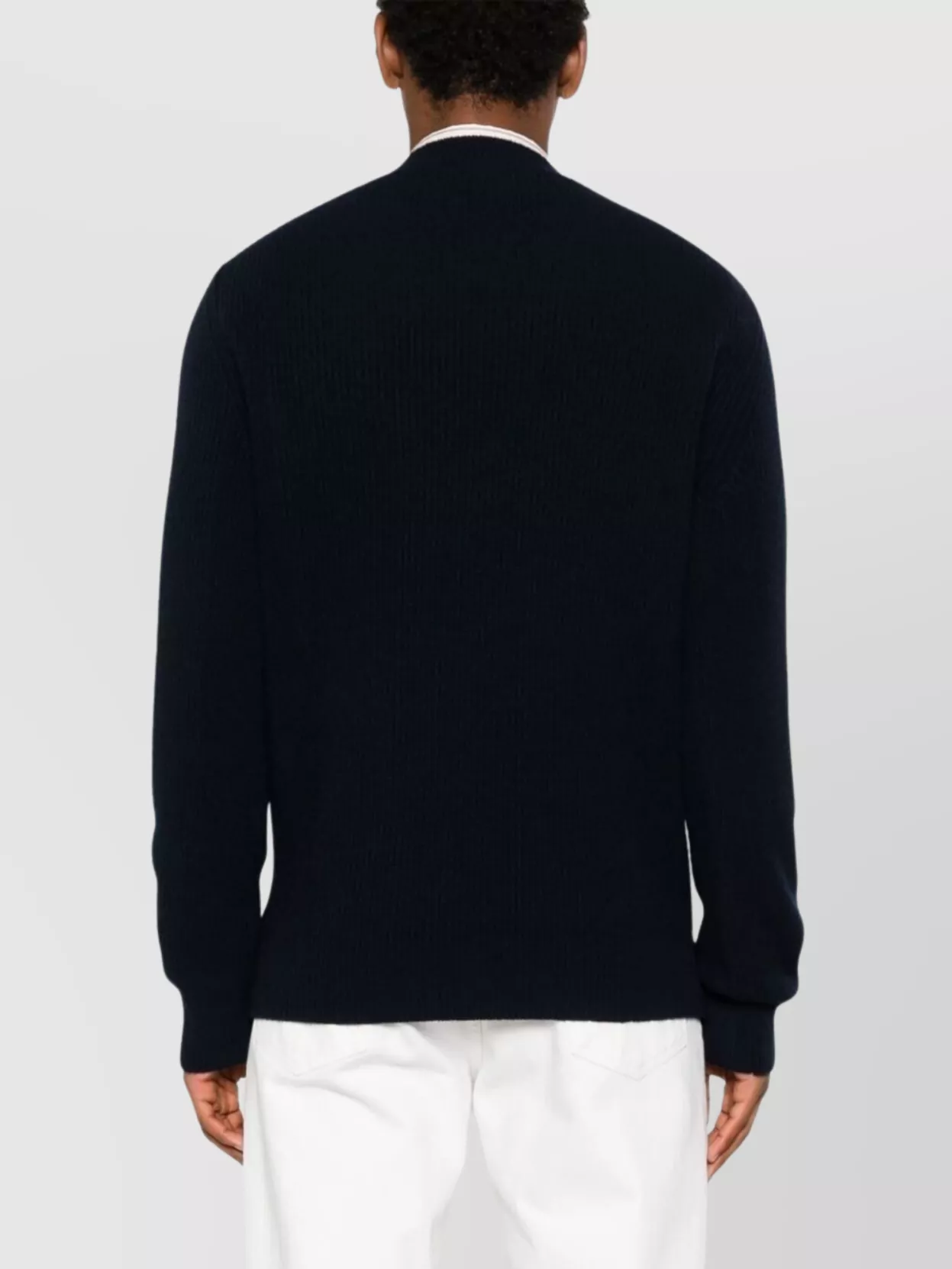 Zegna Ribbed Long Sleeve Crew Neck Sweater