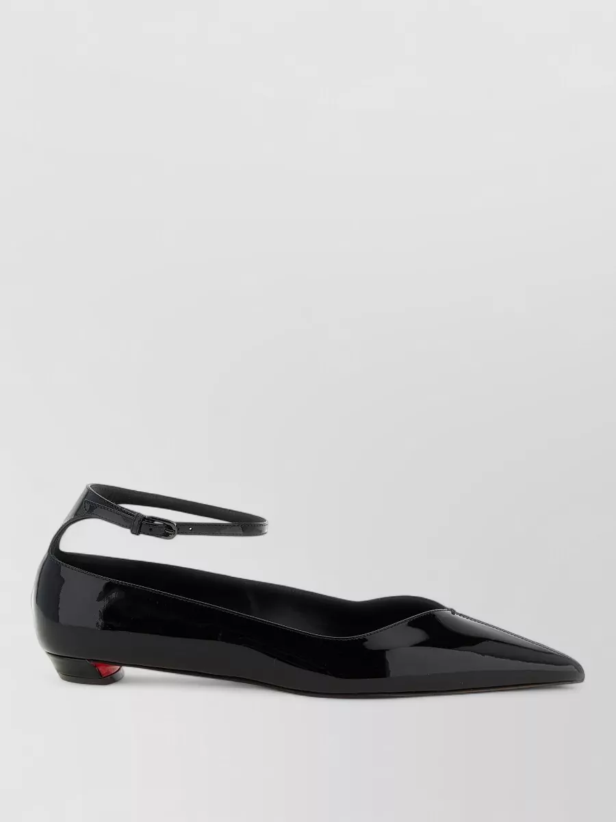 Christian Louboutin patent leather ankle strap pointed-toe ballet flats