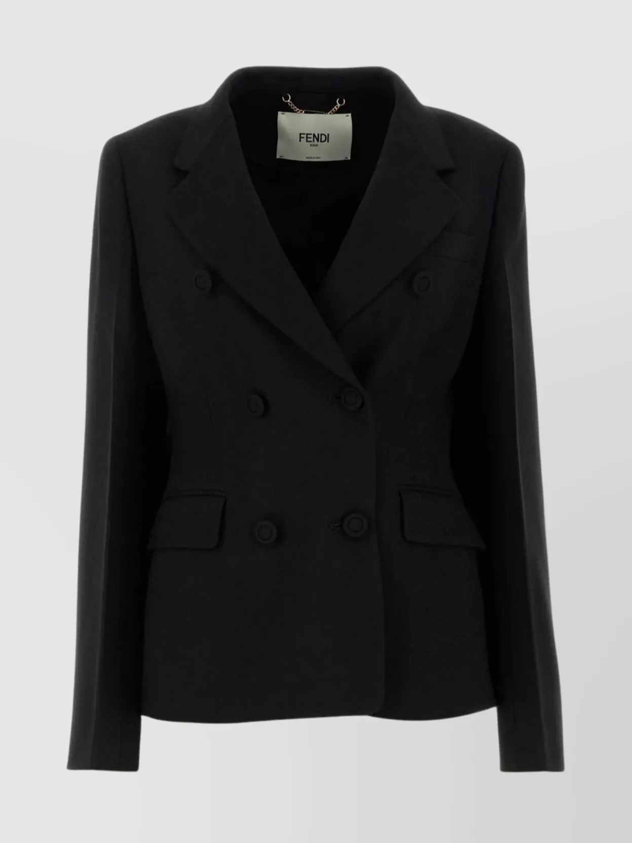 Shop Fendi Wool Blend Blazer With Central Back Slit In Black