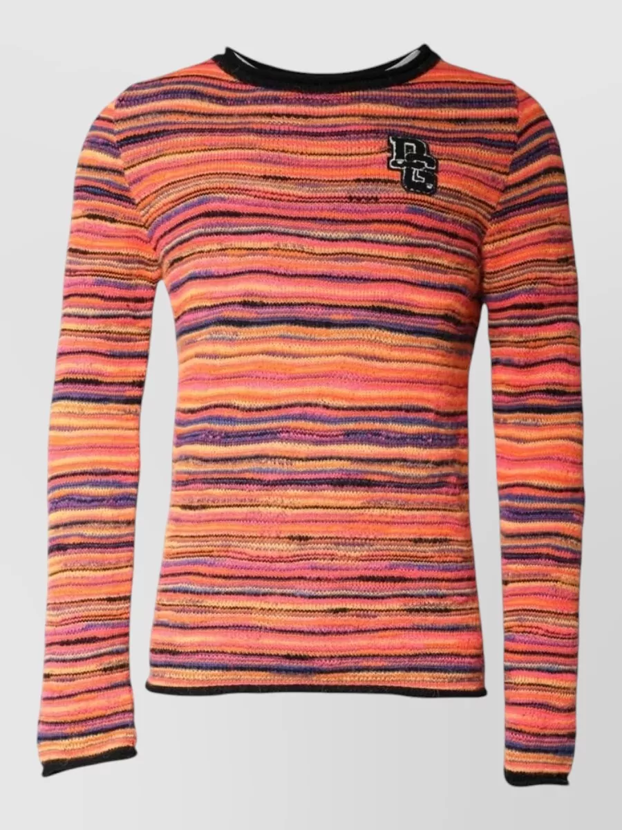 Dolce&Gabbana Wool mohair silk striped logo-intarsia knit pullover sweater