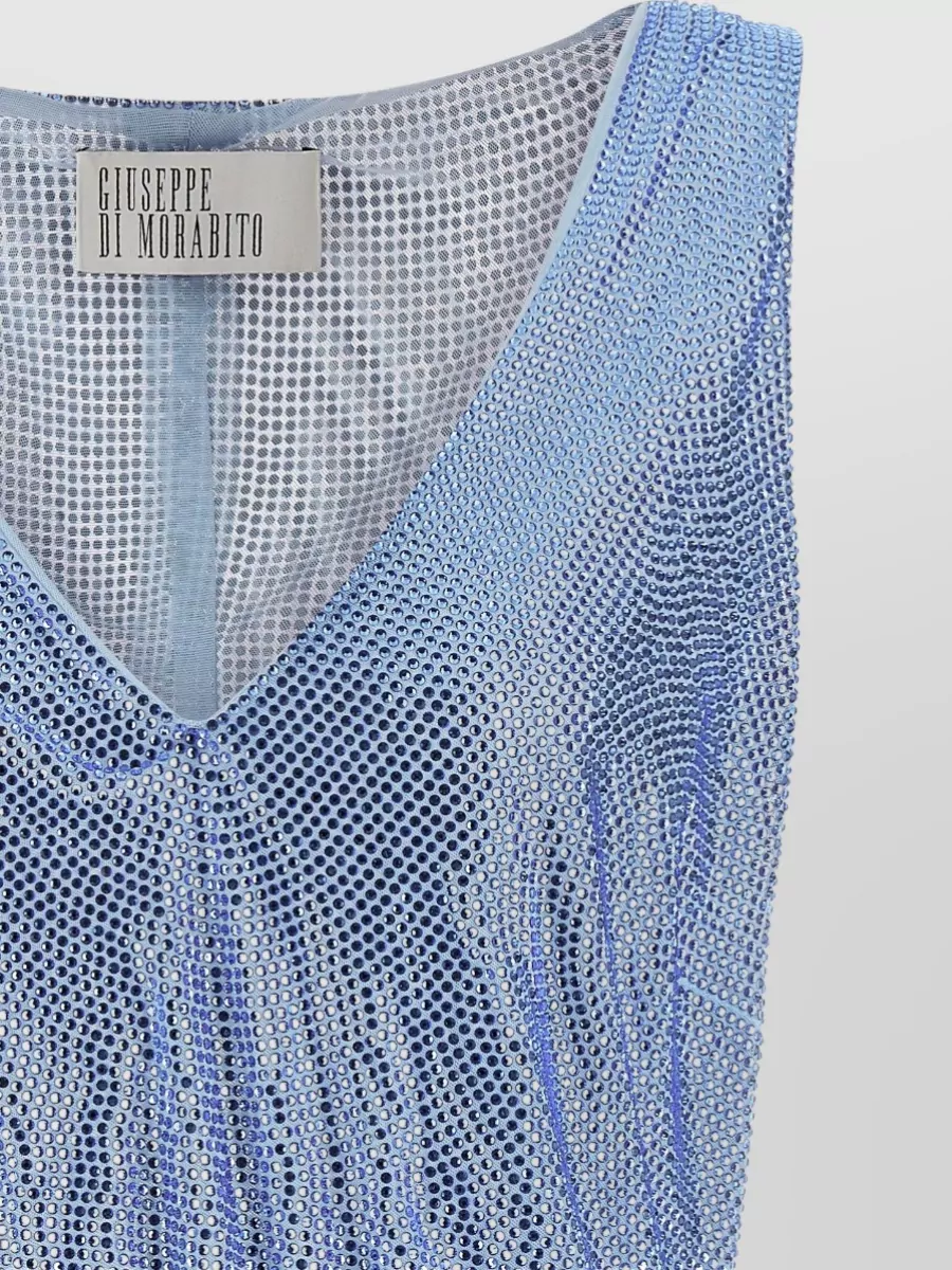 Giuseppe Di Morabito Feather-Trim Mesh Top