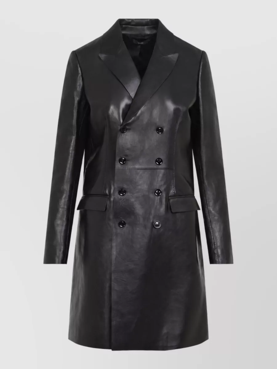 Tom Ford Lamb leather double-breasted midi coat