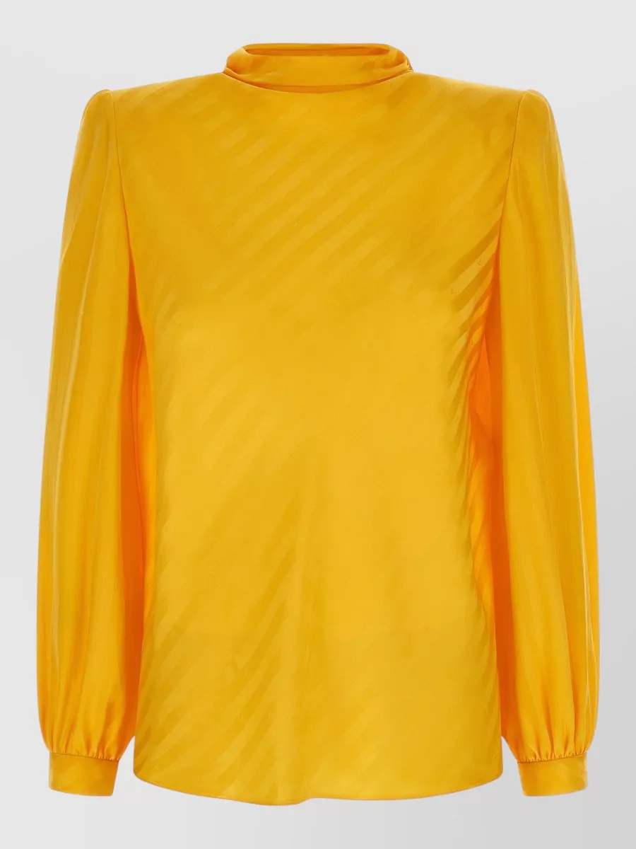 Valentino Garavani Silk jacquard high neck long sleeve blouse