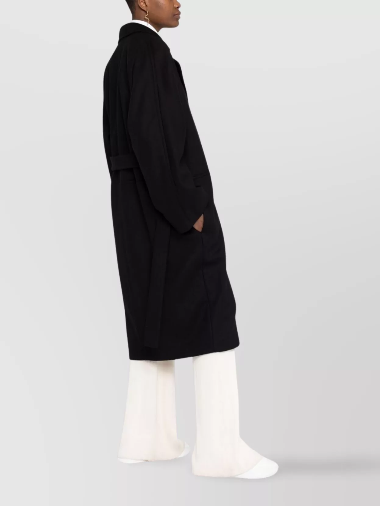 Stella Mccartney Double-breasted Belted Mid-length Coat In Black