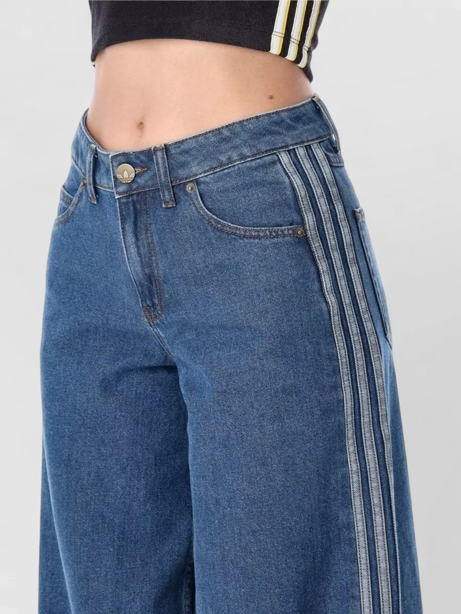 Adidas Originals Denim Mid-Rise Wide-Leg Trousers