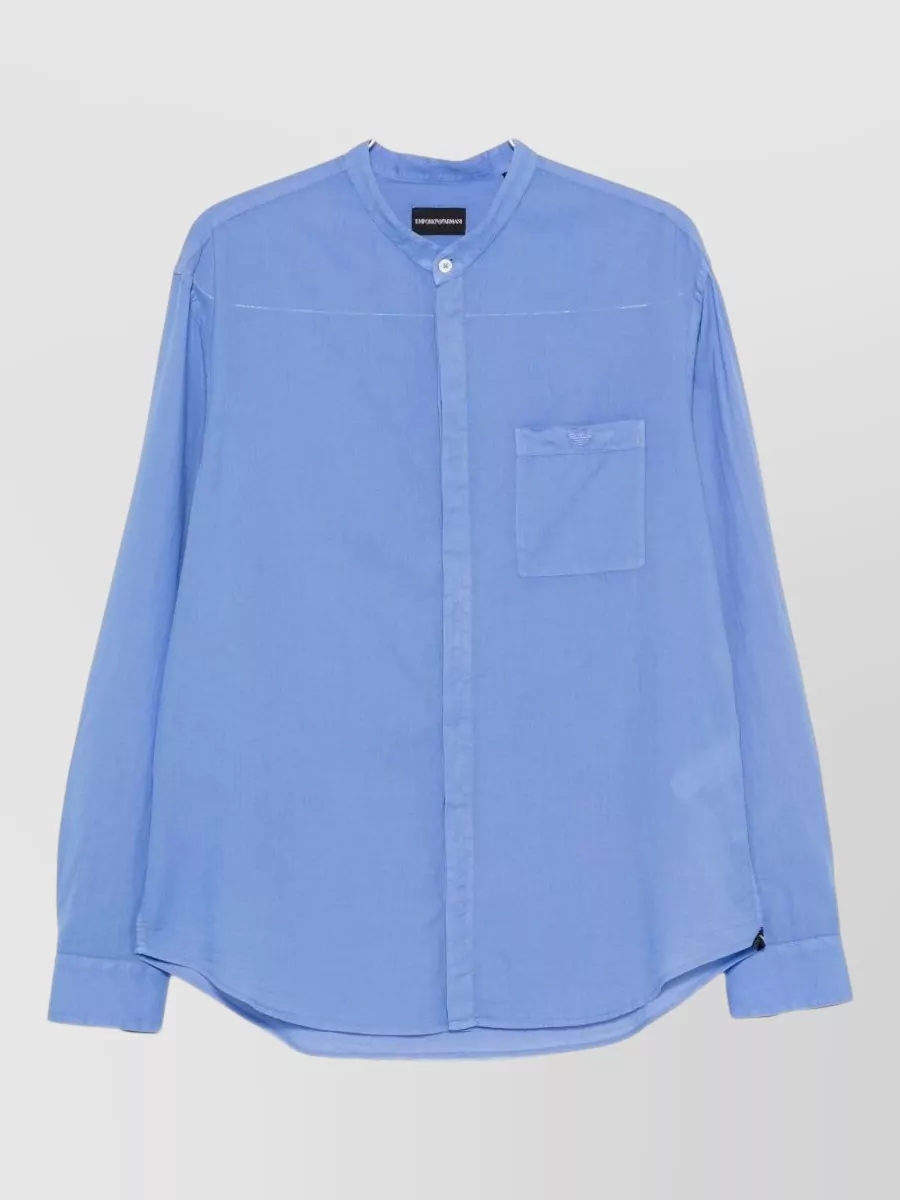 Emporio Armani cotton mandarin collar long-sleeve shirt