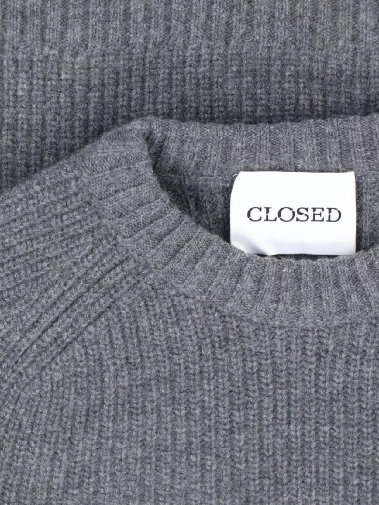 Closed Ribbed Long Sleeve Crew Neck Sweater