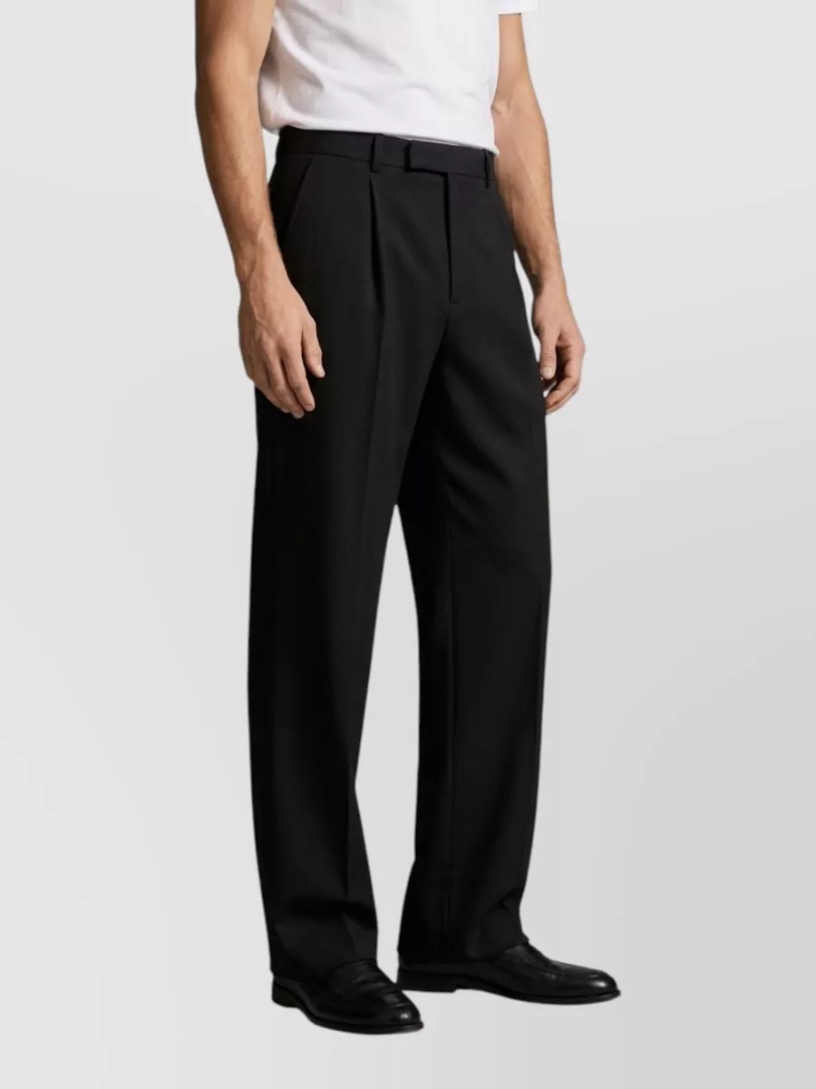 Saint Laurent wool flannel mid-rise straight-leg pleated trousers