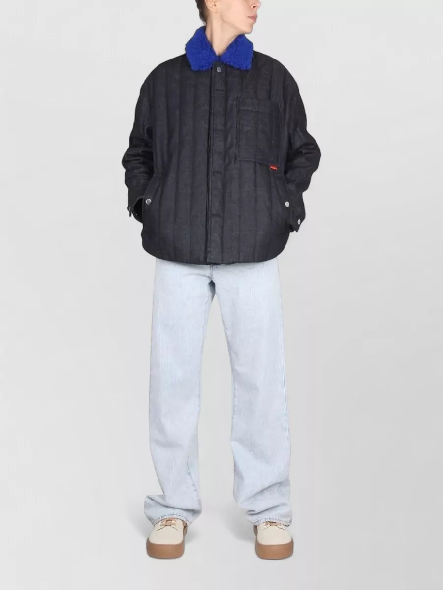 Sunnei Jacket Faux Fur Collar Quilted Pockets