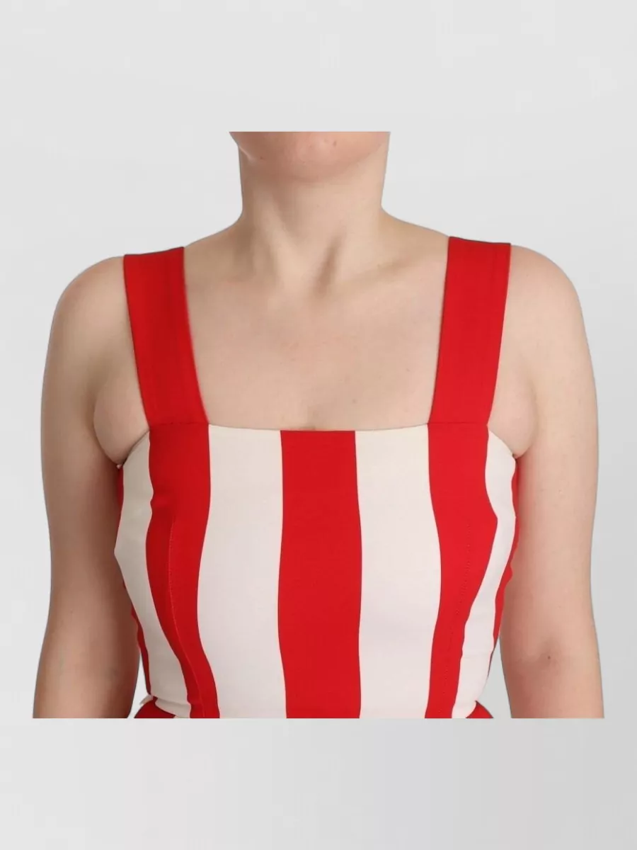 Dolce&Gabbana Striped Sleeveless Square Neck Midi Dress