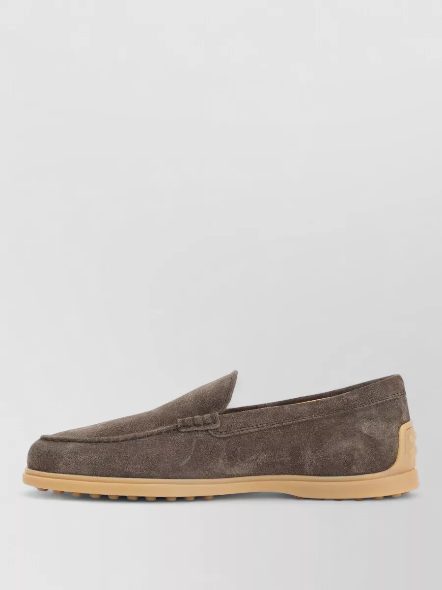 Tod's Suede Loafers With Round Toe And Rubber Sole