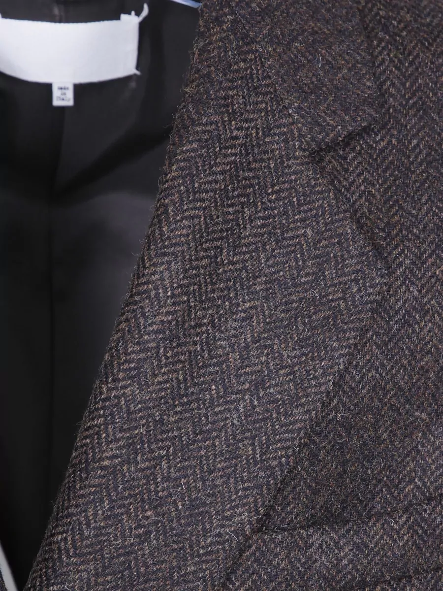 Maison Margiela Wool Herringbone Wrap Coat