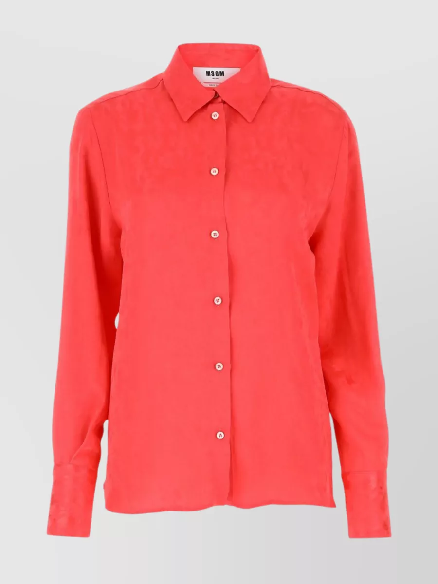 Shop Msgm Collared Satin Shirt With Buttoned Cuffs In Pink
