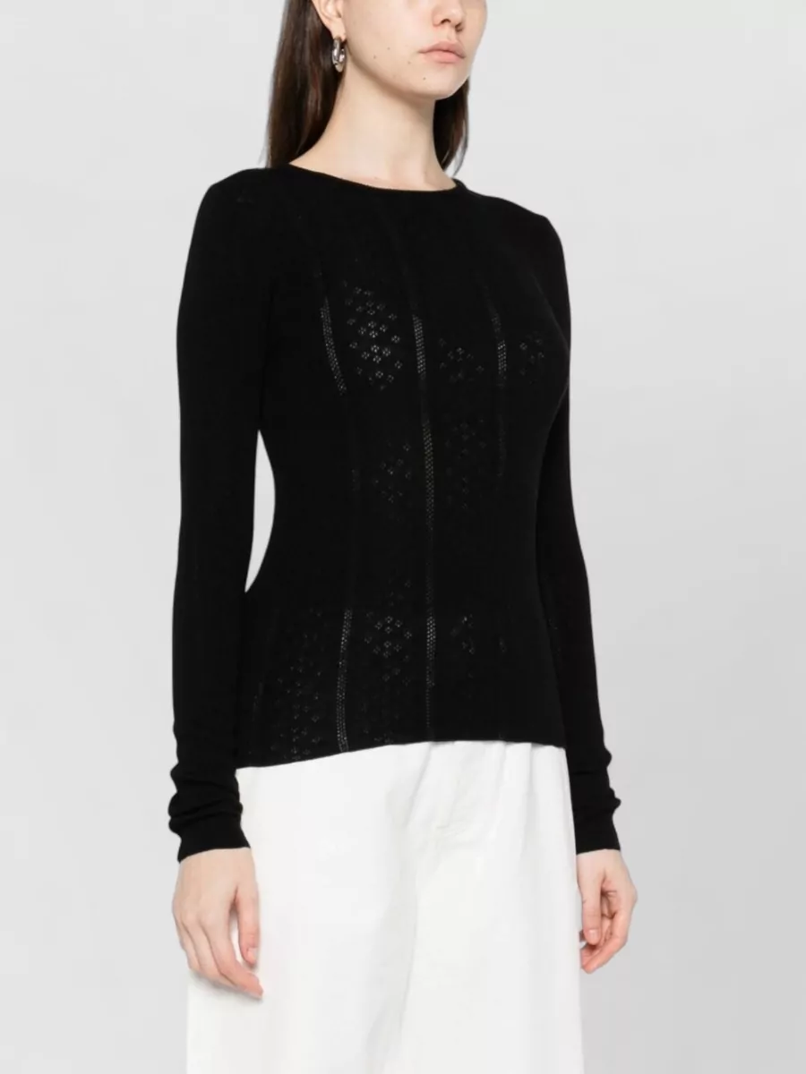 Herskind Merino Wool Perforated Knit Crewneck Sweater