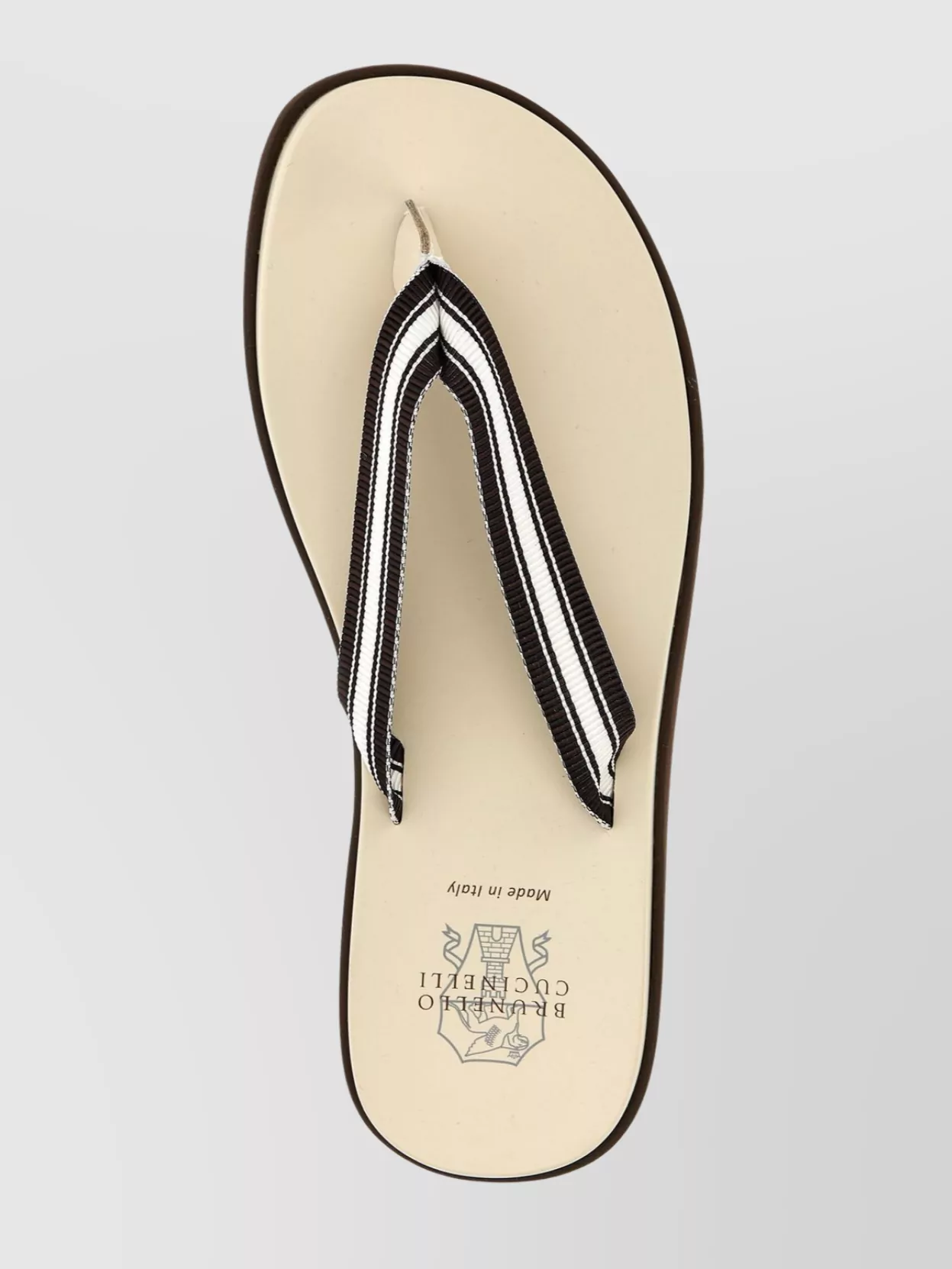 Brunello Cucinelli Striped Strap Flat Sole Open Toe Sandals