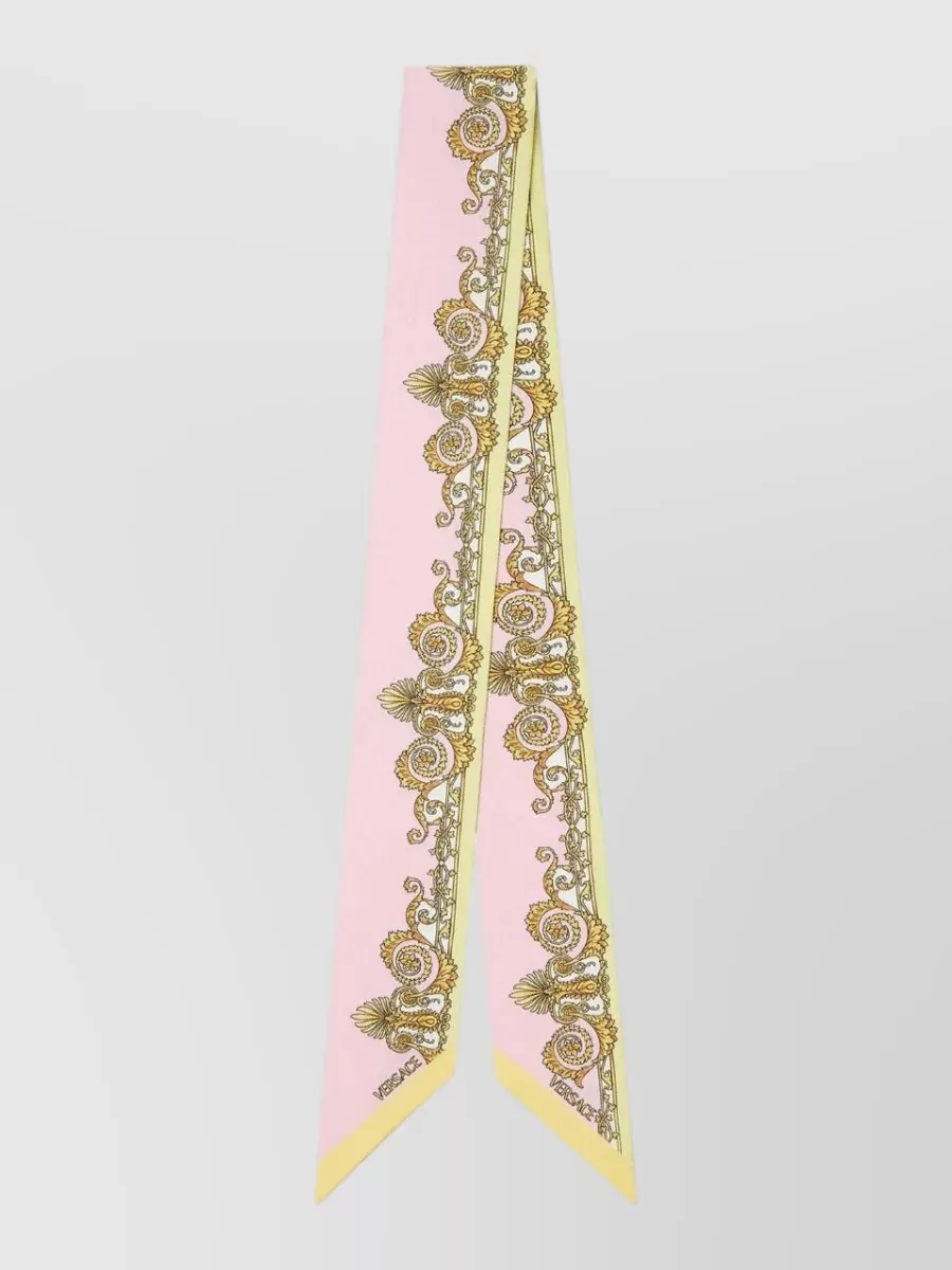 Versace Barocco-print Scarf In Pink