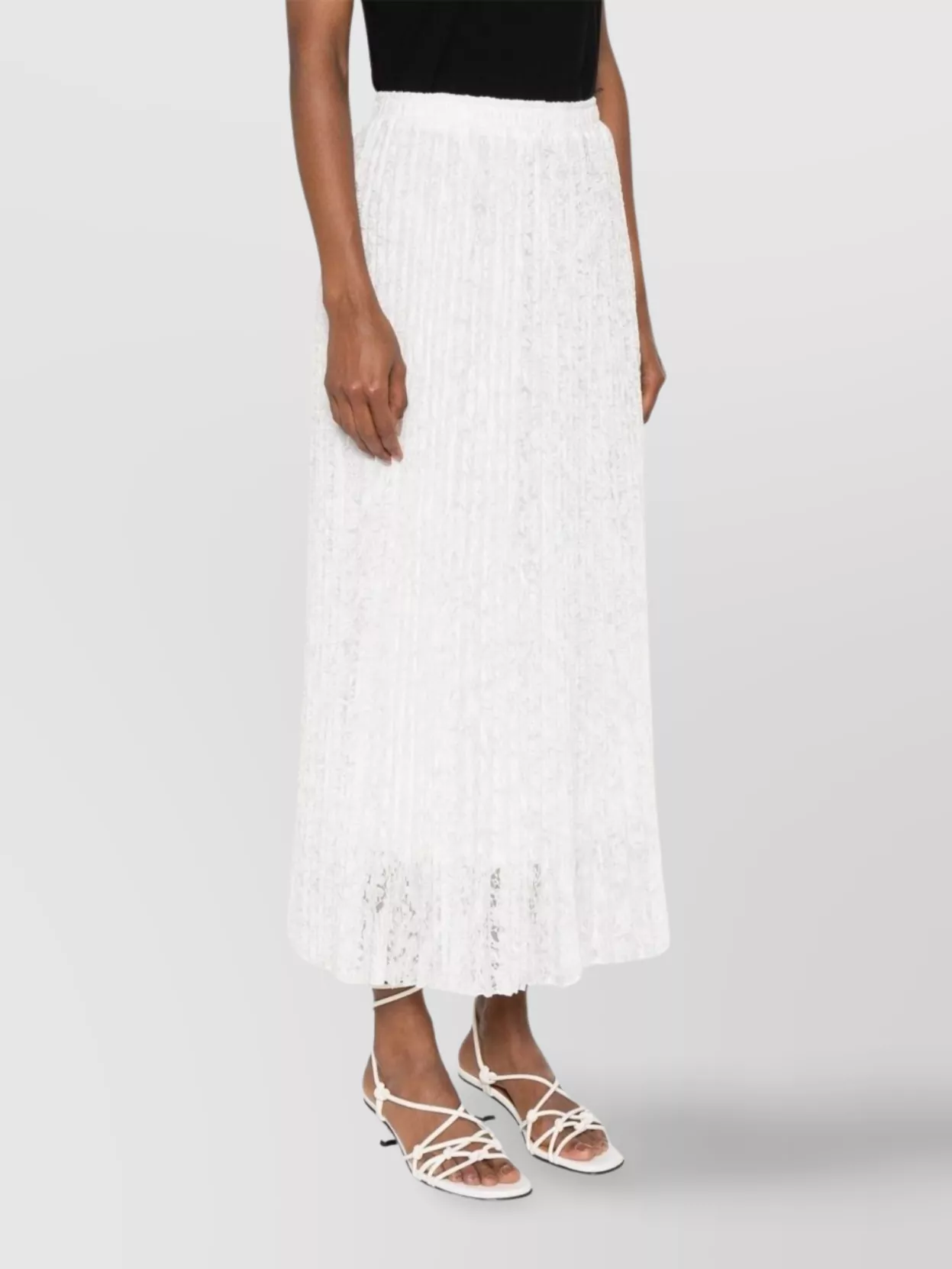 Ermanno Scervino Pleated High Waist Lace Skirt