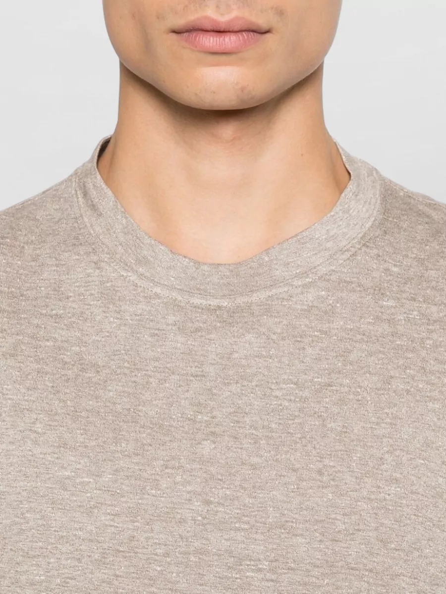 Brunello Cucinelli Linen Blend Crew Neck Short Sleeve T-Shirt