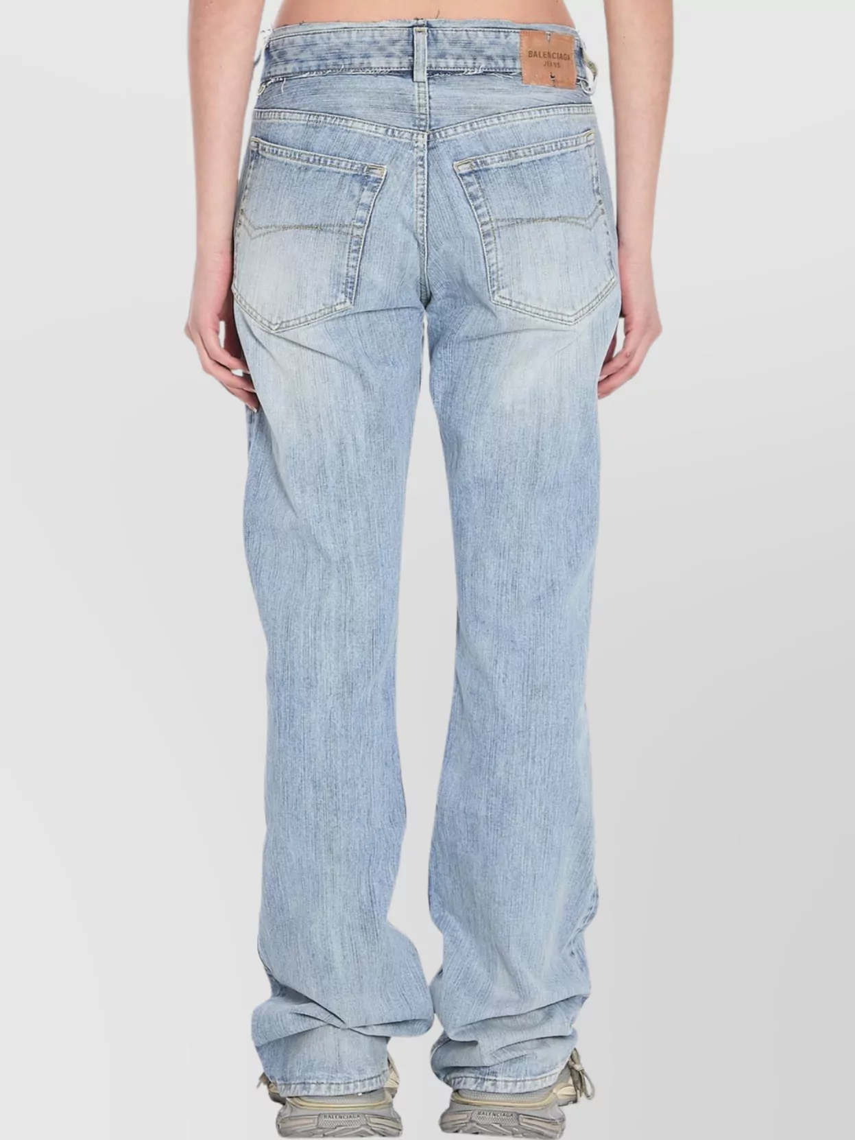 Balenciaga Low-Rise Raw-Cut Waistband Denim Trousers