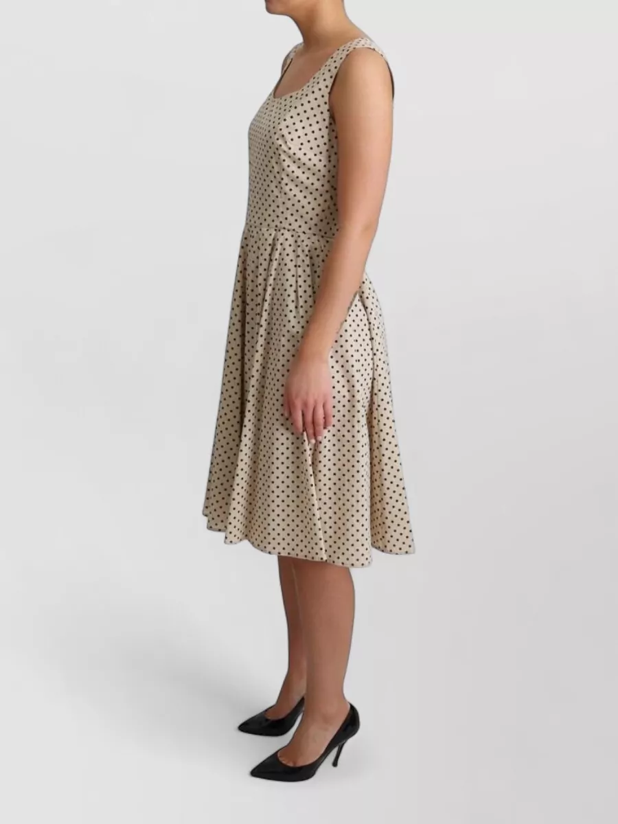 Dolce&Gabbana Cotton Sleeveless Polka-Dot Pleated Midi Dress