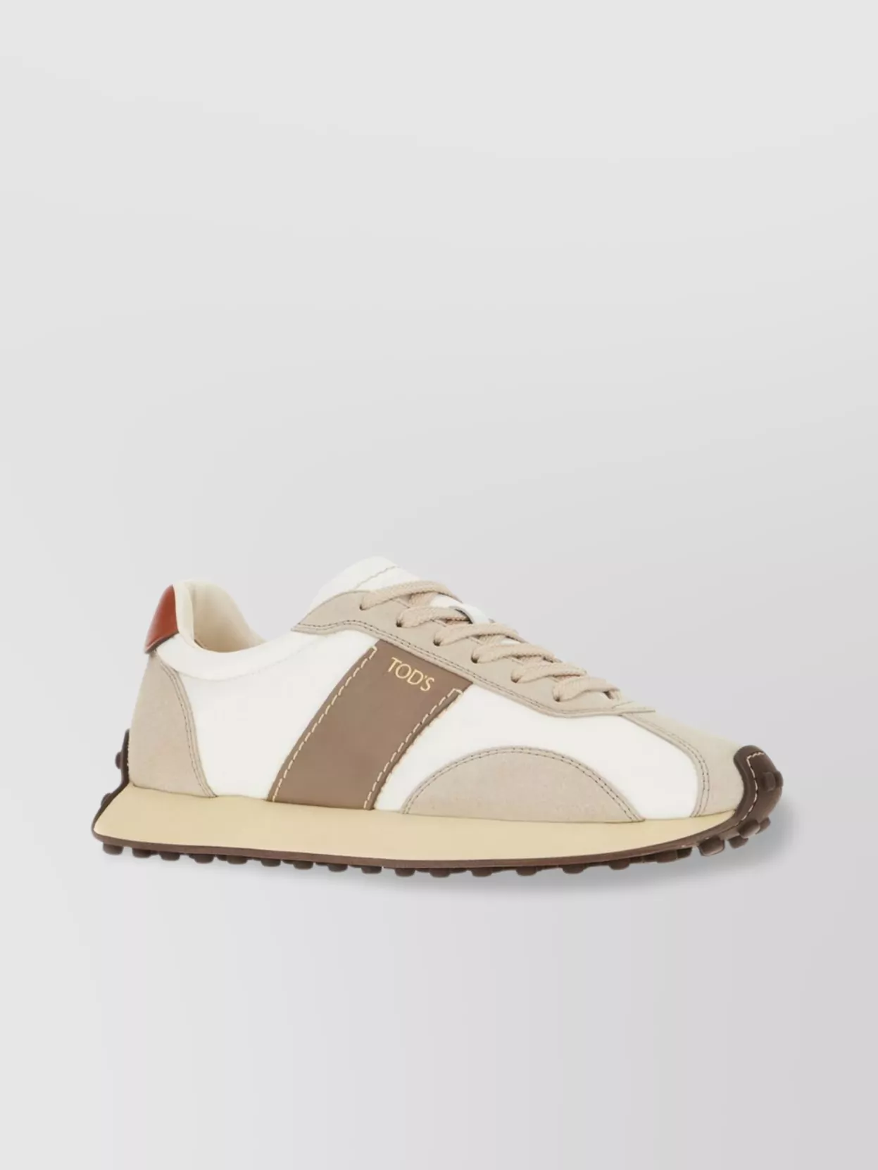 Tod's Fabric And Suede Sneakers With Contrast Panels In White