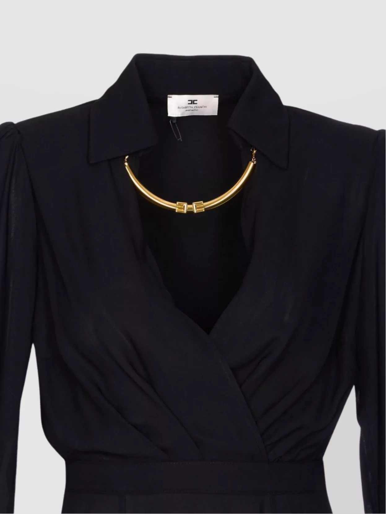 Elisabetta Franchi Hardware Logo Allover Long Sleeves V Neck