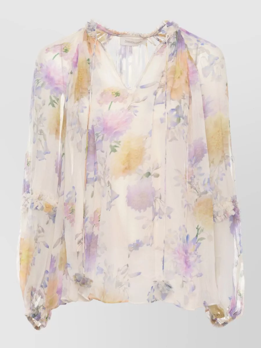 Zimmermann Floral-print ruffled blouse