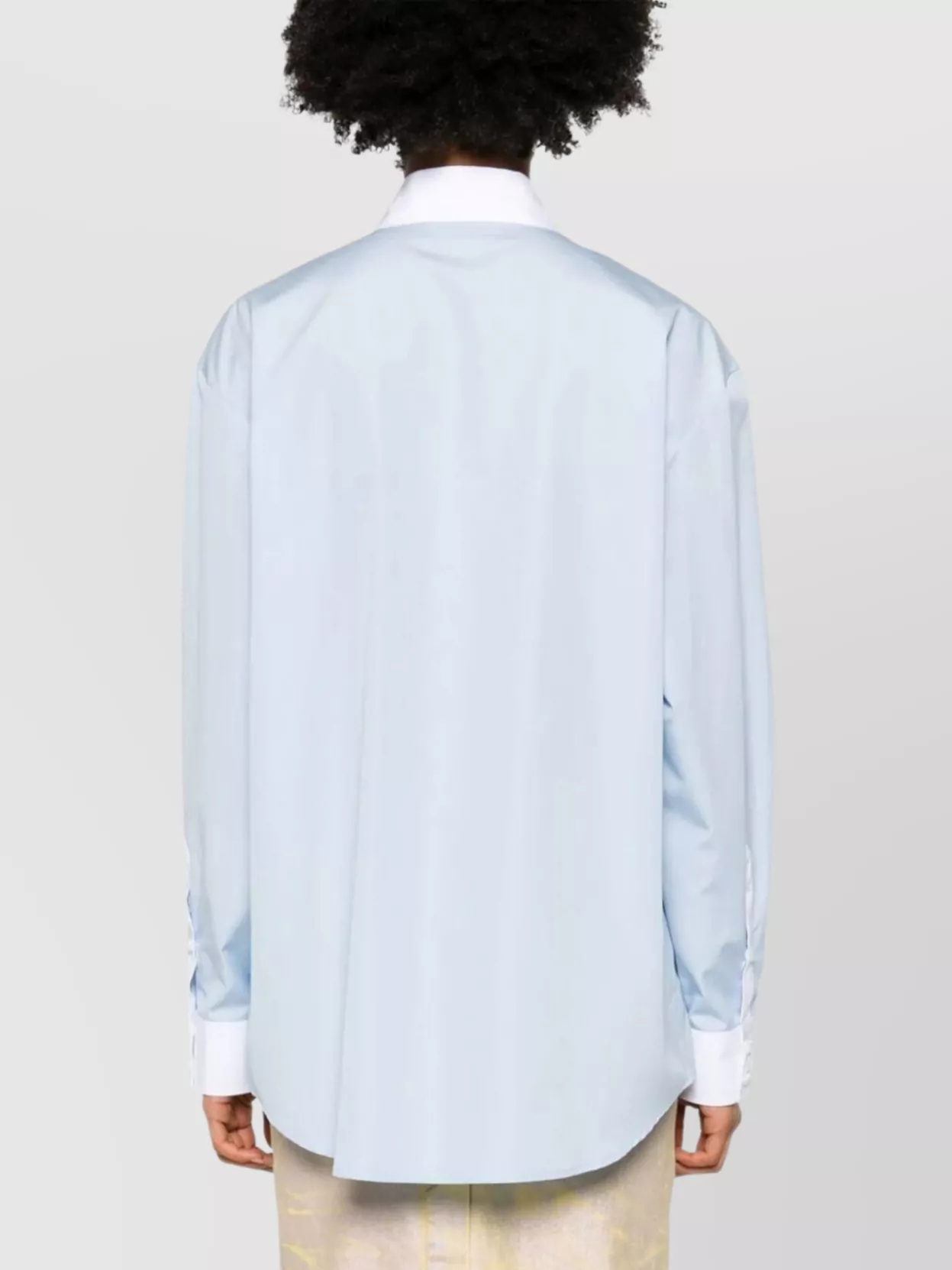 Dsquared2 Long Sleeve Shirt With Curved Hem And Contrast In Blue