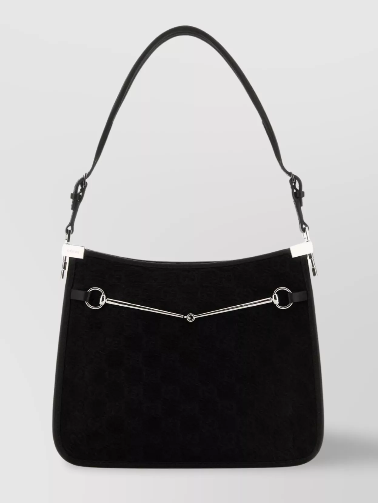 Gucci Small Horsebit Monogram Chain Shoulder Bag In Black