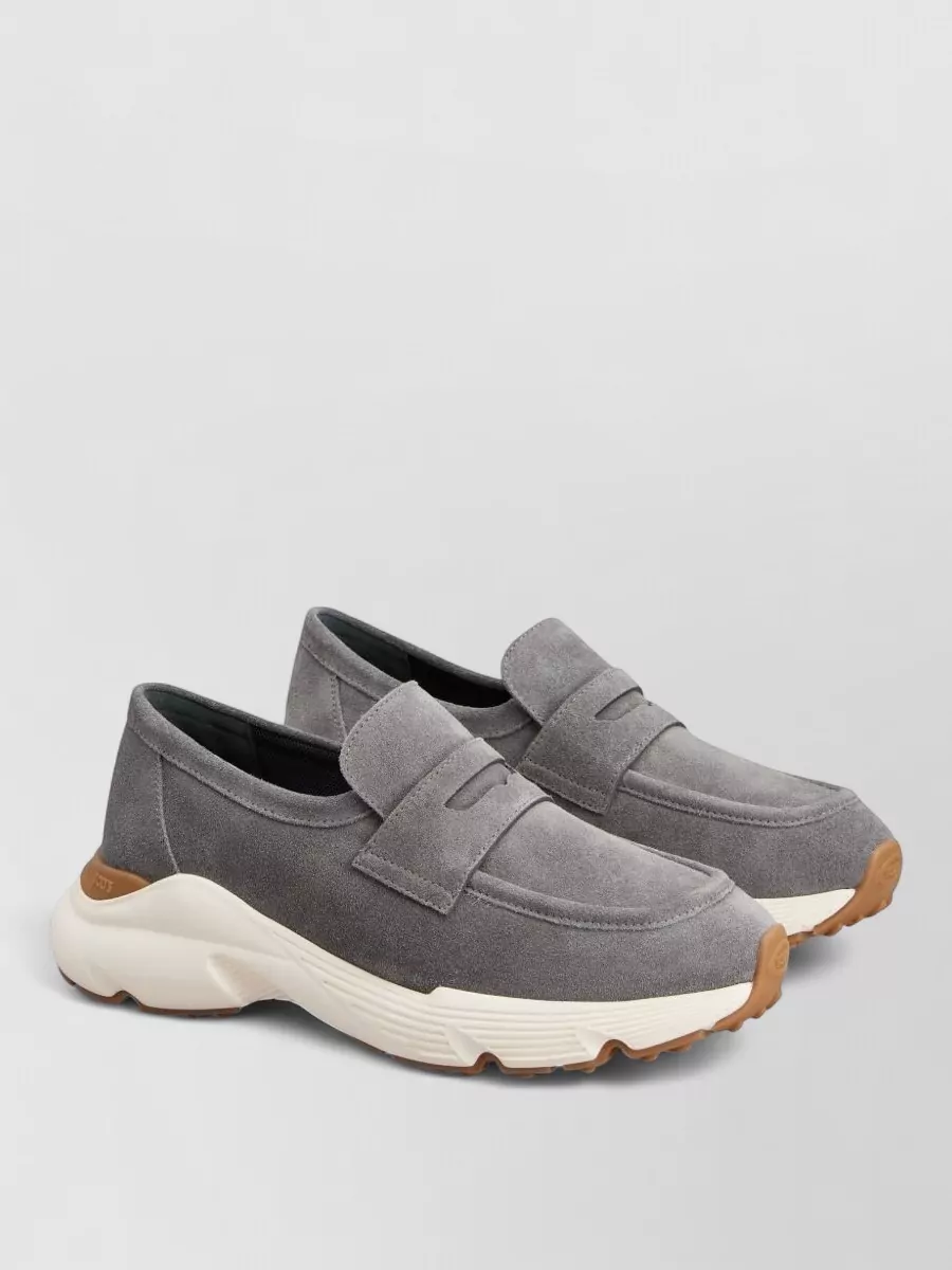 Tod's Suede Loafers Round Toe Rubber Sole