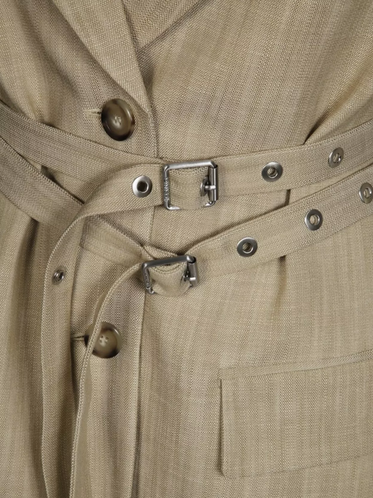 Pinko Emozioni Oversized Canvas Blazer Jacket With Belt