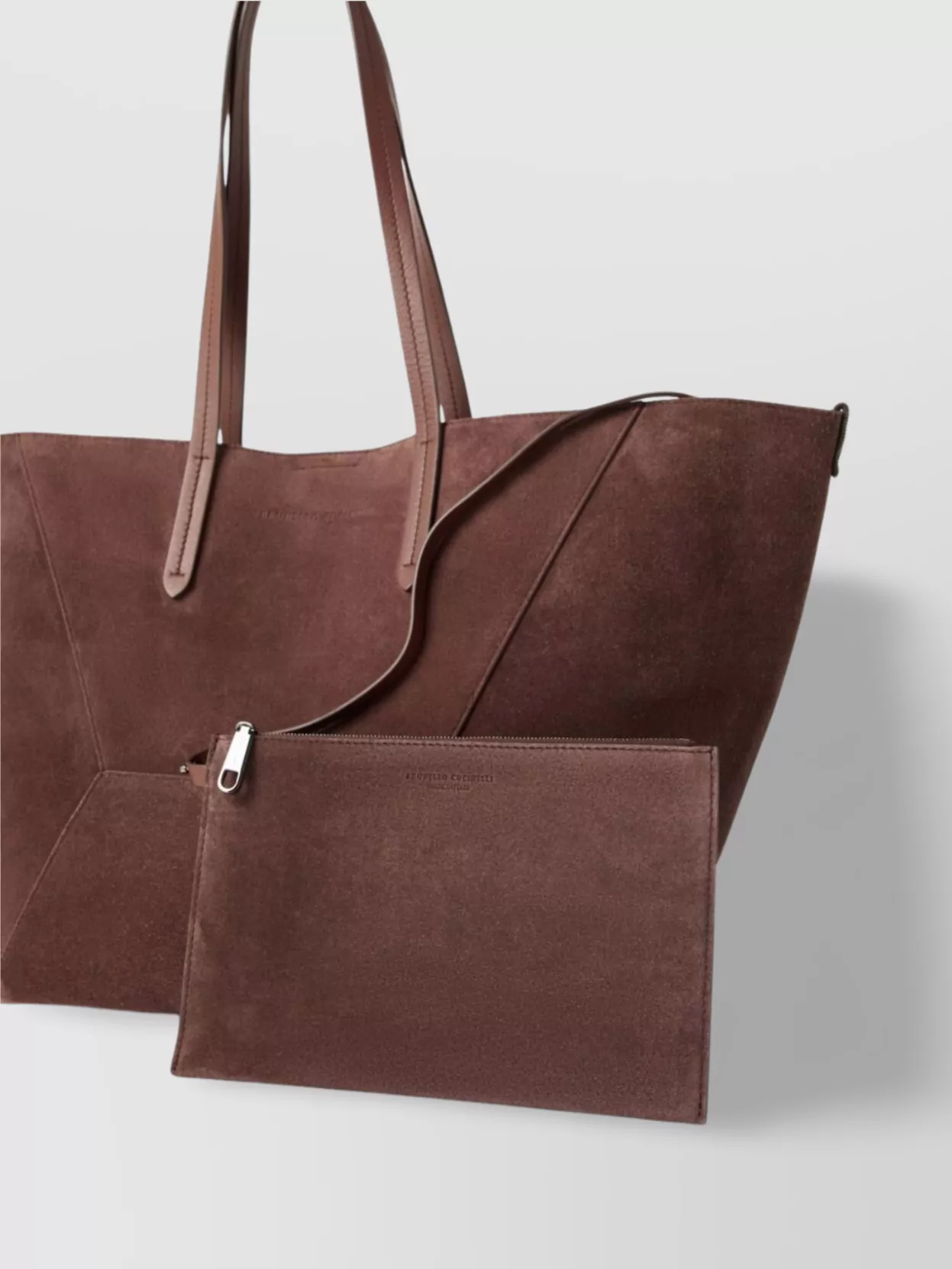 Brunello Cucinelli Folded Geometric Suede Tote Bag
