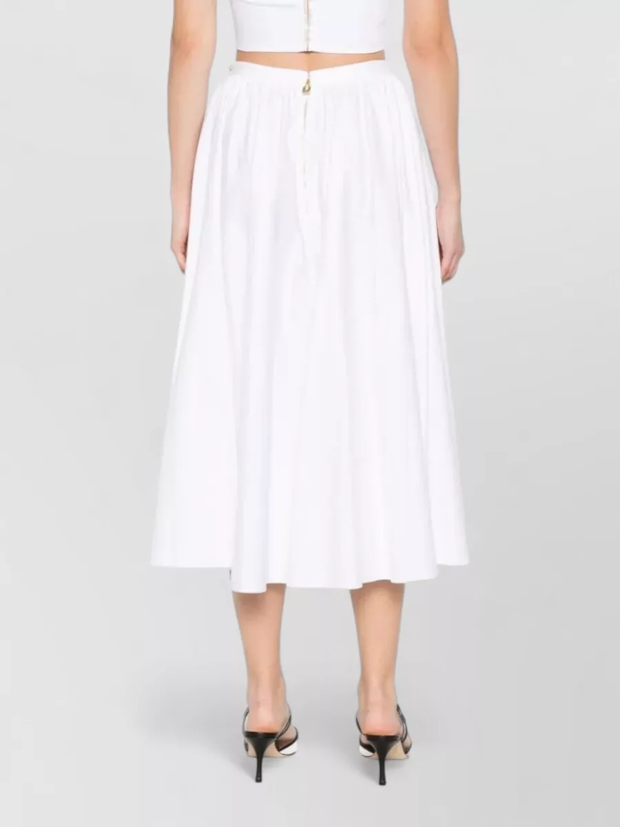 Elisabetta Franchi Pleated High Waist Midi Skirt Chain Detail