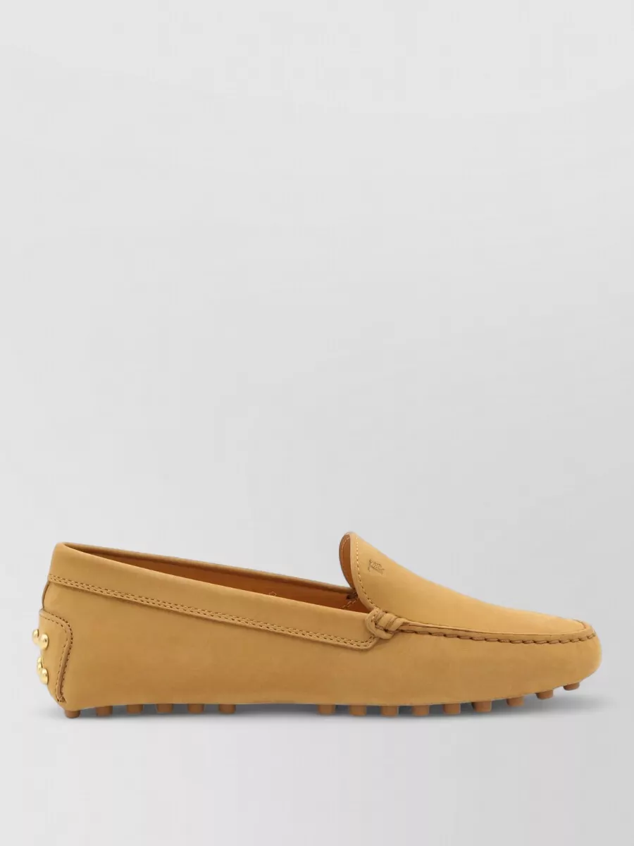Tod's Moc Toe Loafers Nubuck Leather Gold Tone