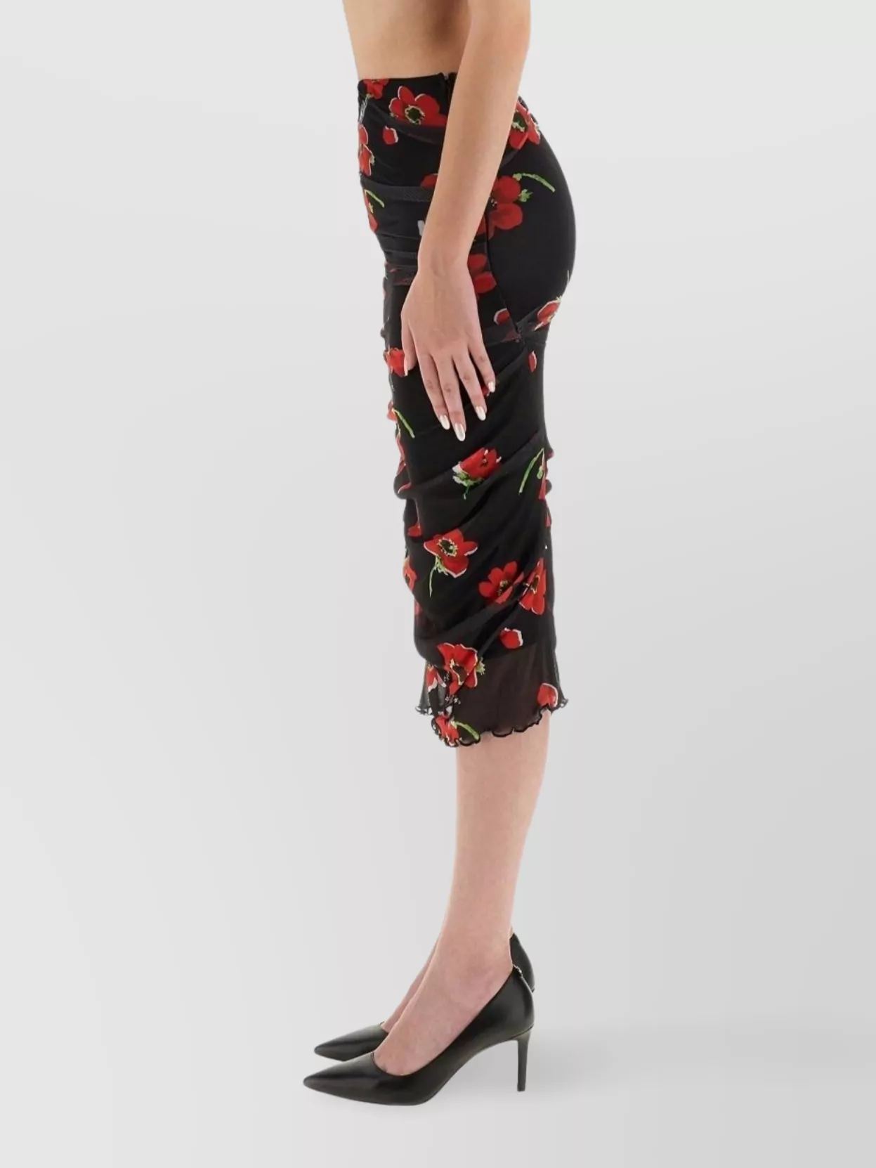 Moschino Floral Mesh Overlay Midi Dress