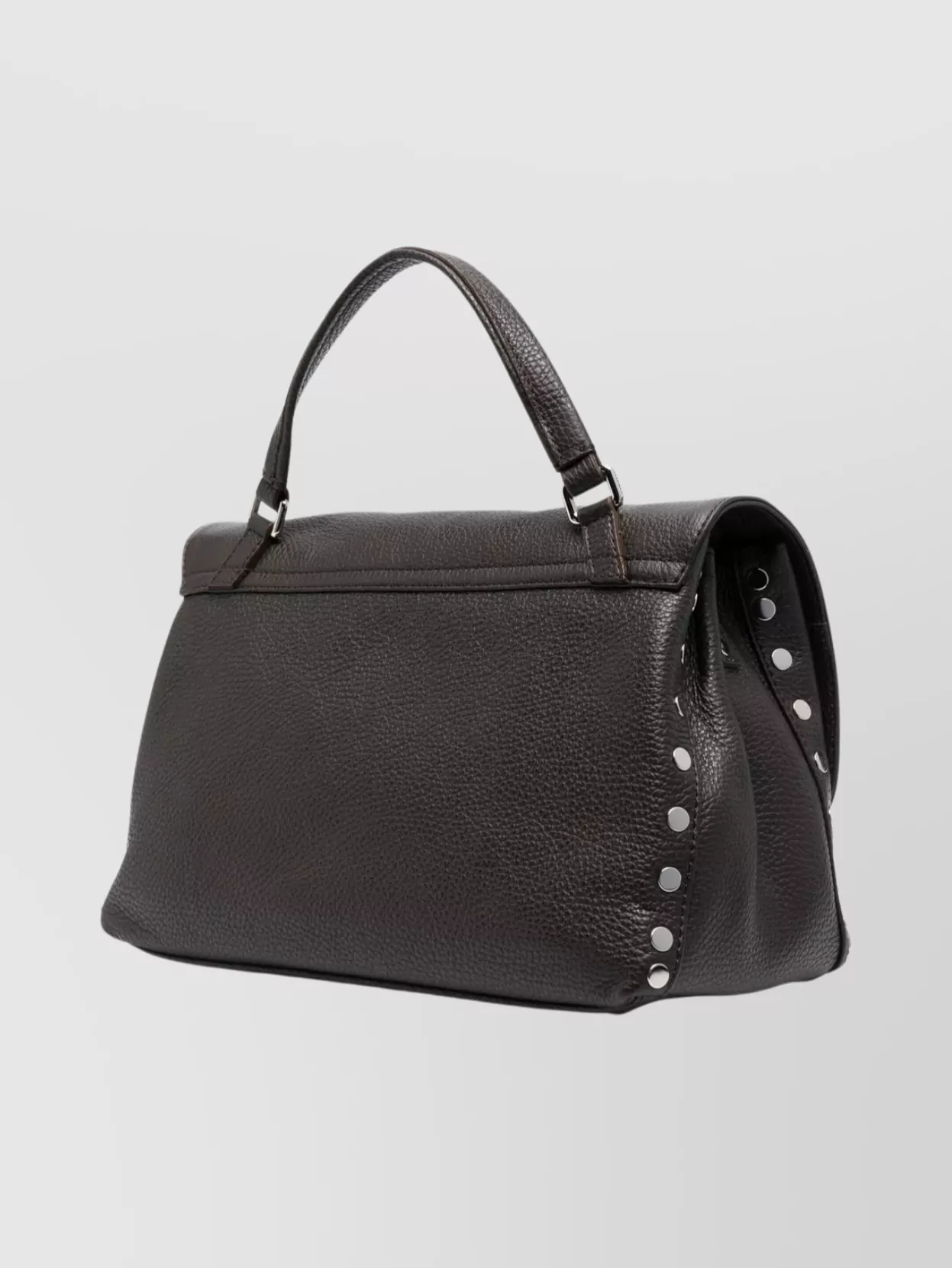 Zanellato Daily Clutch Bag With Top Handle And Studs In Brown