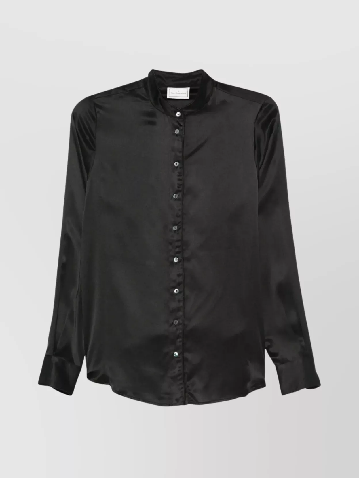Pierre Louise Mascia Long Sleeve Satin Shirt Adanagum Style In Black